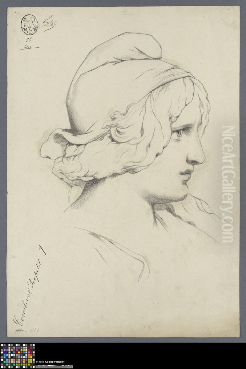 woman wearing a Phrygian cap Oil Painting by Leopold Corvelinck