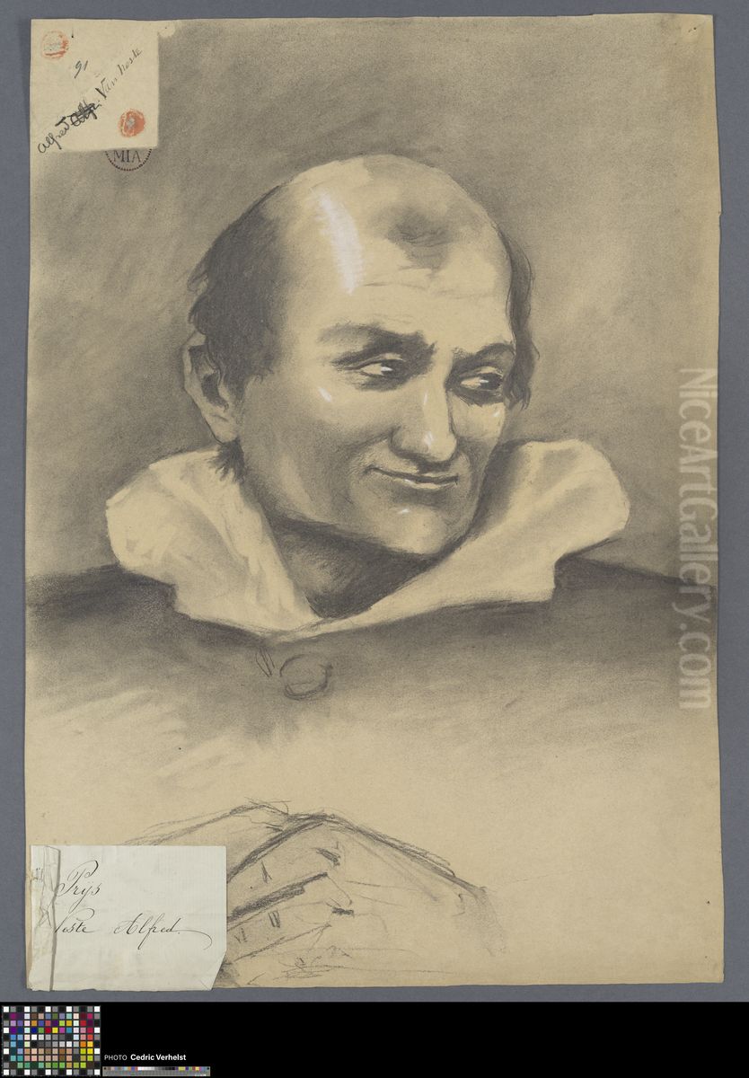 head of a smirking man Oil Painting by Alfred Van Neste