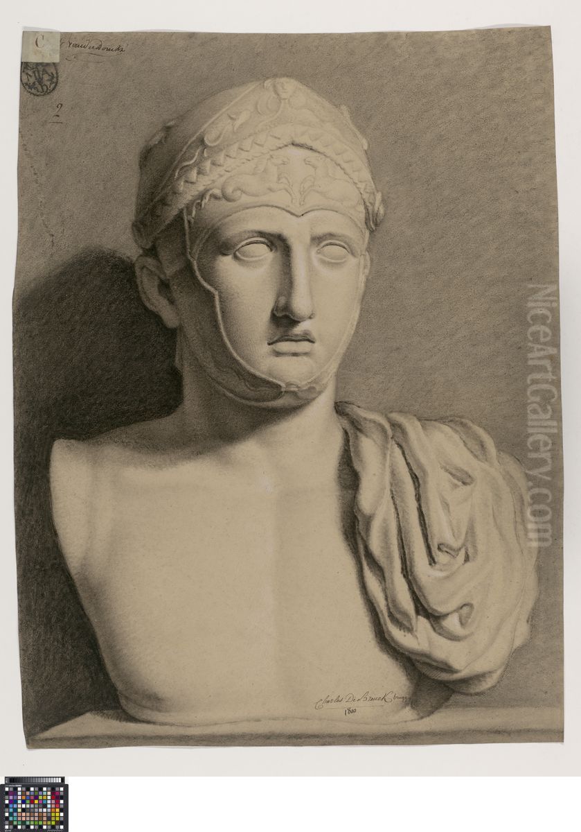 bust of a Roman soldier Oil Painting by Charles De Breuck
