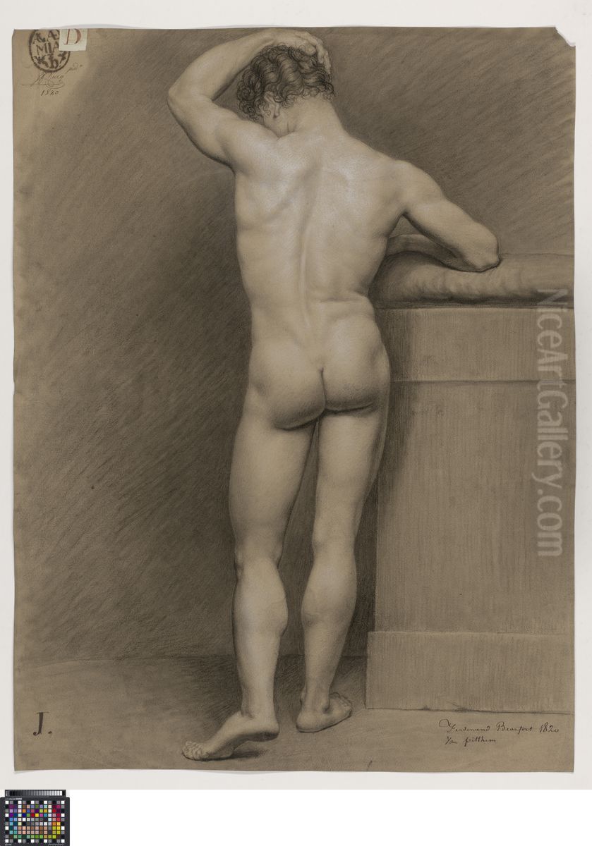 standing male nude, seen from behind Oil Painting by Fernand Beaufort