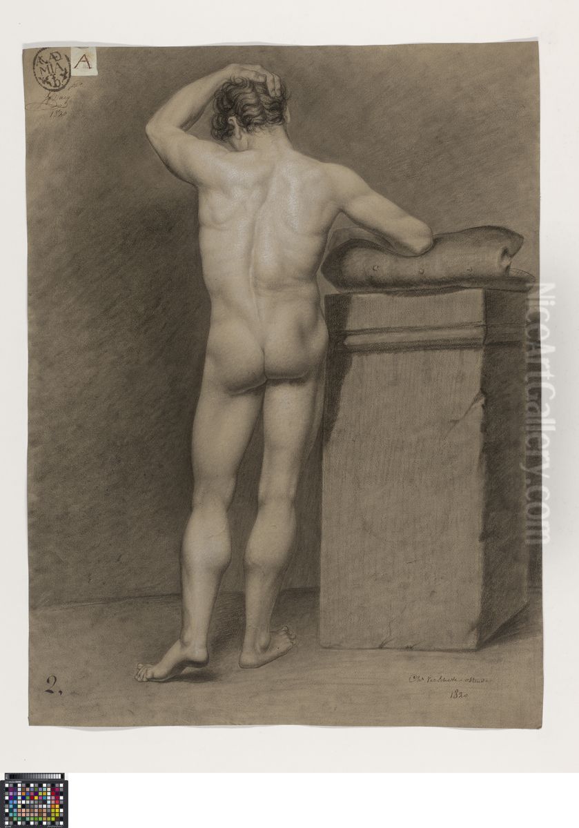 standing male nude, seen from behind Oil Painting by Charles Verschaeve