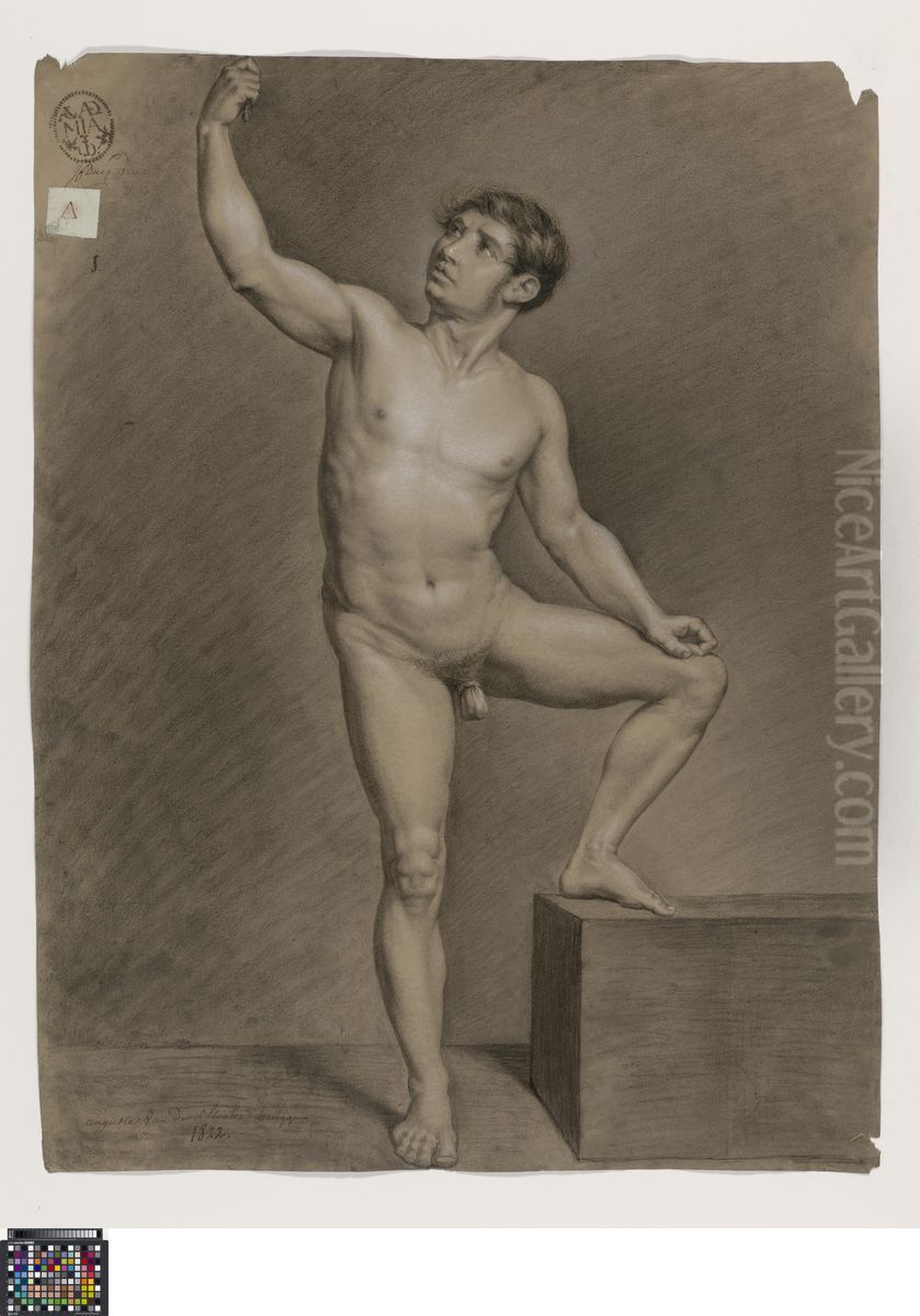 standing male nude Oil Painting by Auguste Van de Steene