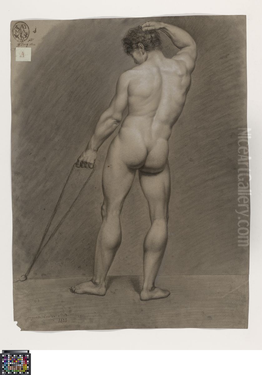 standing male nude, seen from behind Oil Painting by Auguste Van de Steene