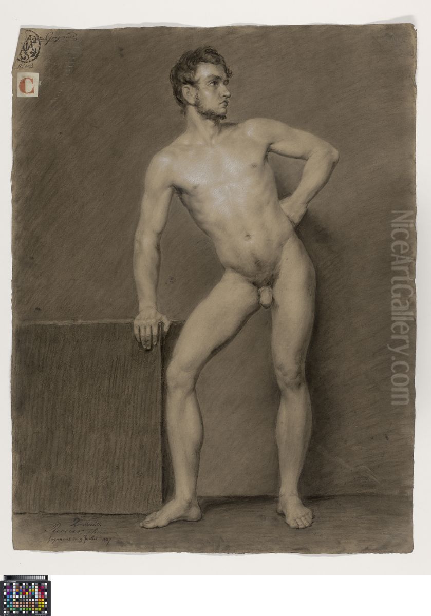 standing male nude Oil Painting by Charles Recour