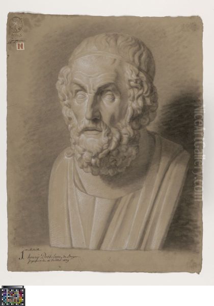 bust of Homer Oil Painting by Henri Dobbelaere