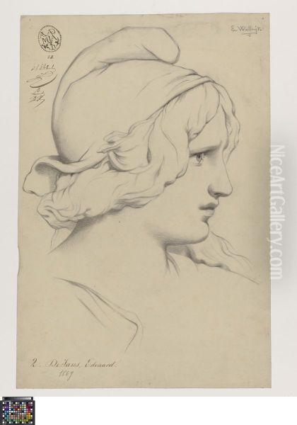 woman wearing a Phrygian cap Oil Painting by Edouard De Jans