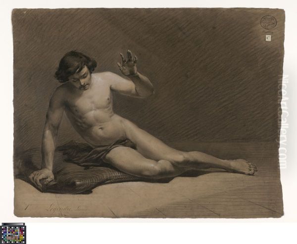 reclining male nude Oil Painting by Leonce Legendre