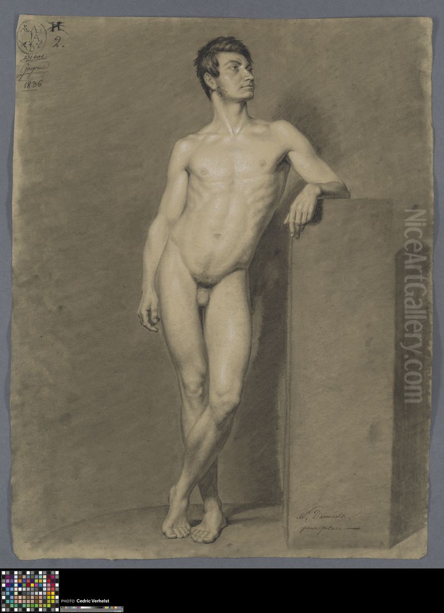 standing male nude Oil Painting by Aime Danneels