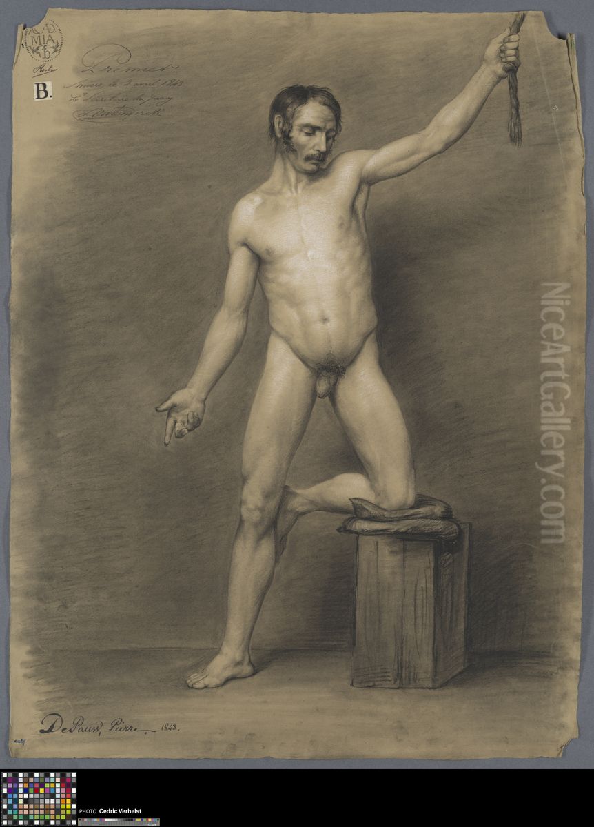 standing male nude Oil Painting by Pierre de Pauw