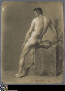 seated male nude, seen from behind