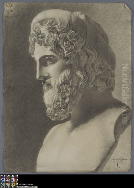 bust of Asclepius Oil Painting by August Hoffman