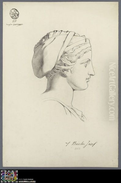 head of Sappho Oil Painting by Jozef Biccler