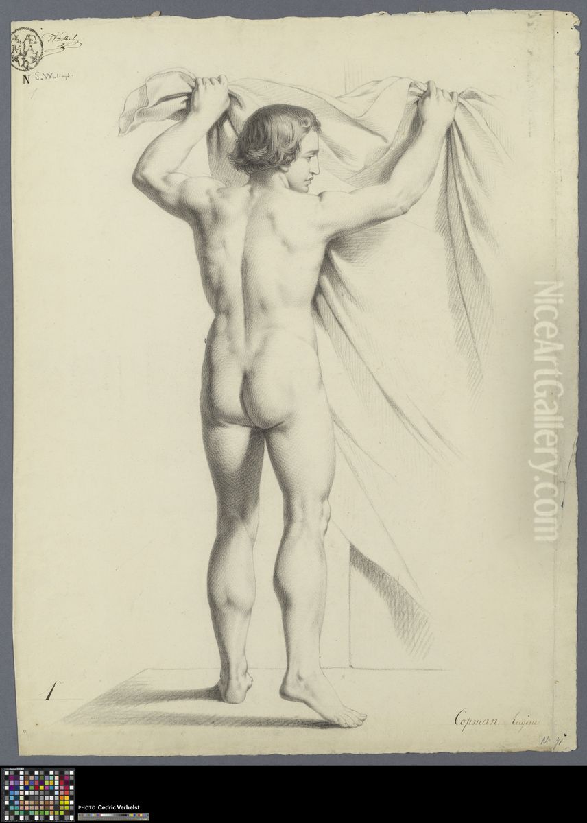 standing male nude, seen from behind Oil Painting by Eugene Jean Copman