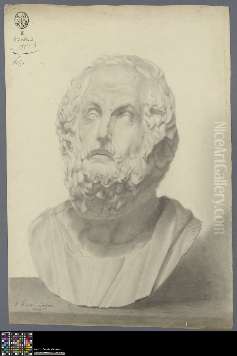 bust of Homer Oil Painting by Adolphe Hano