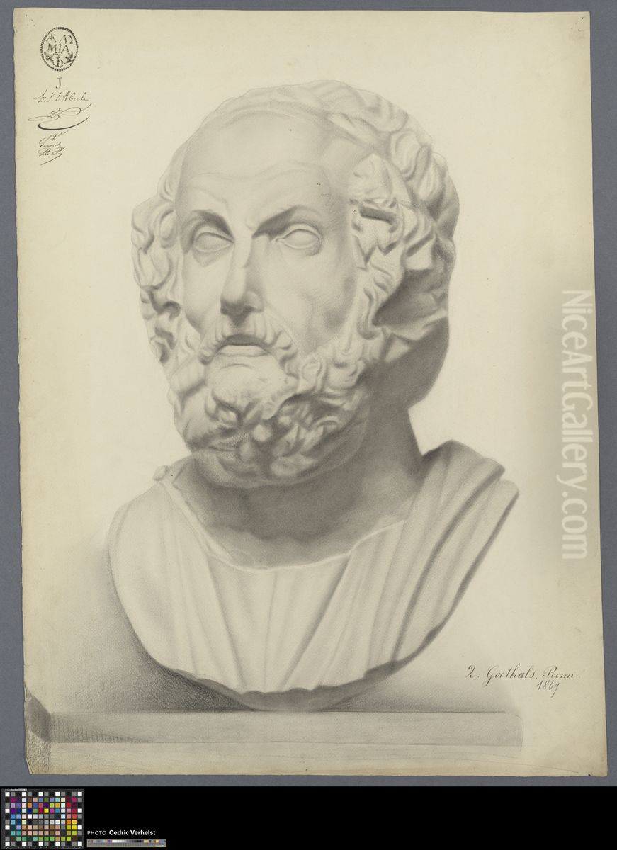 bust of Homer Oil Painting by Remi Goethals