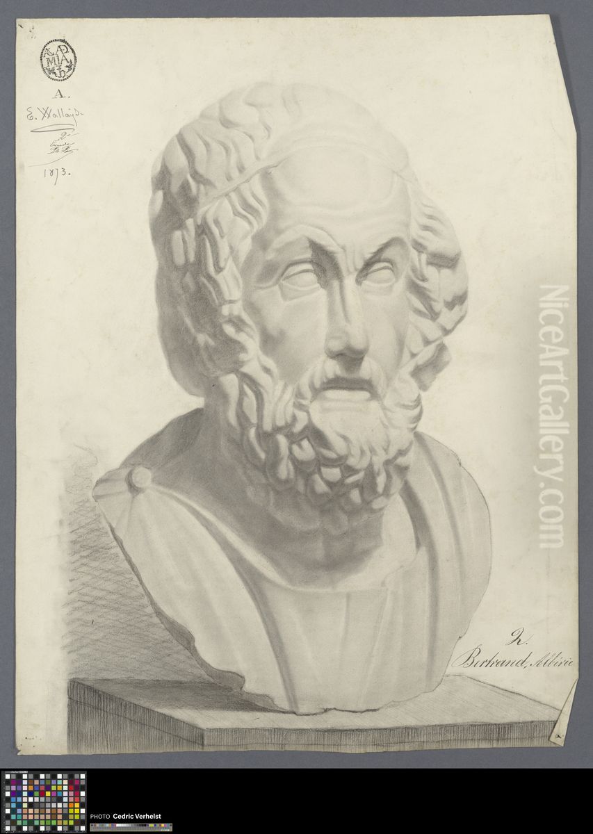 bust of Homer Oil Painting by Alberic Bertrand