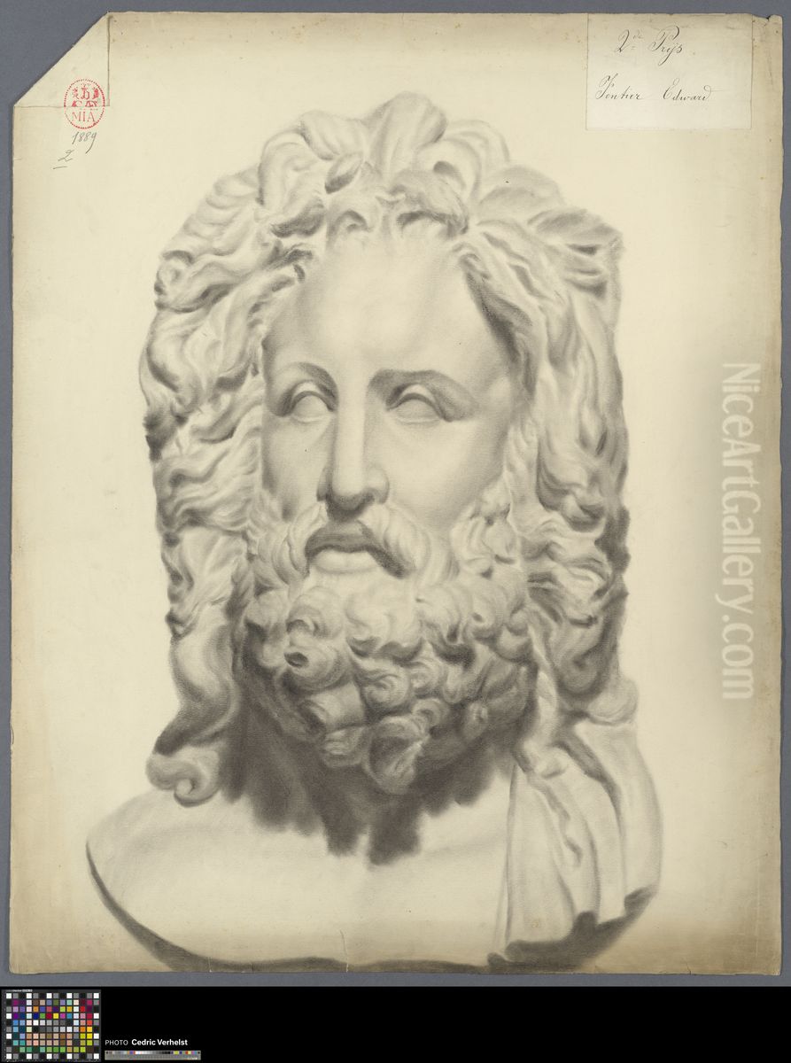 bust of Zeus of Otricoli Oil Painting by Eduard Fontier