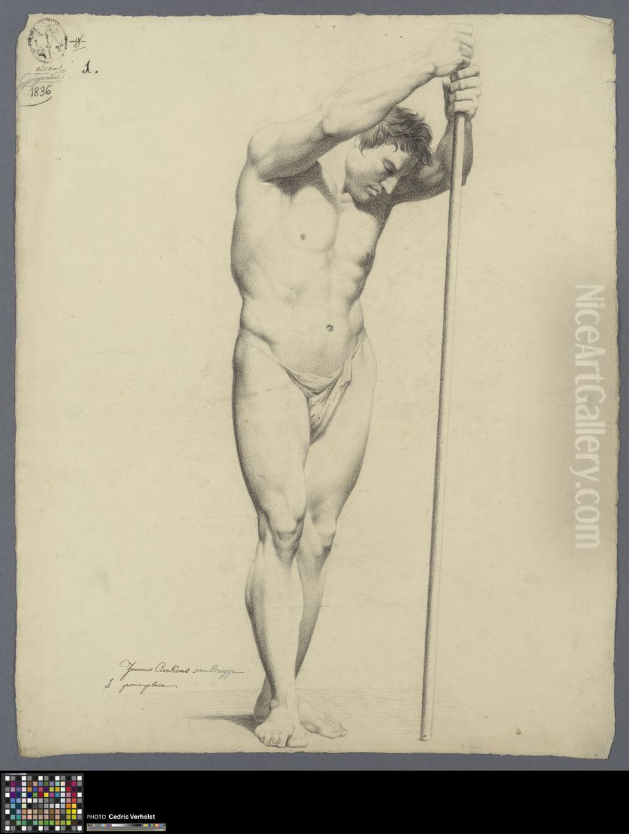 standing male nude Oil Painting by Jean Cierckens