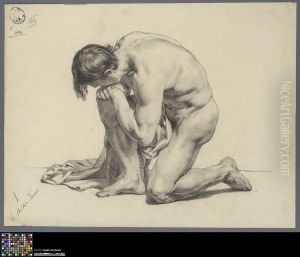 kneeling male nude with cloth