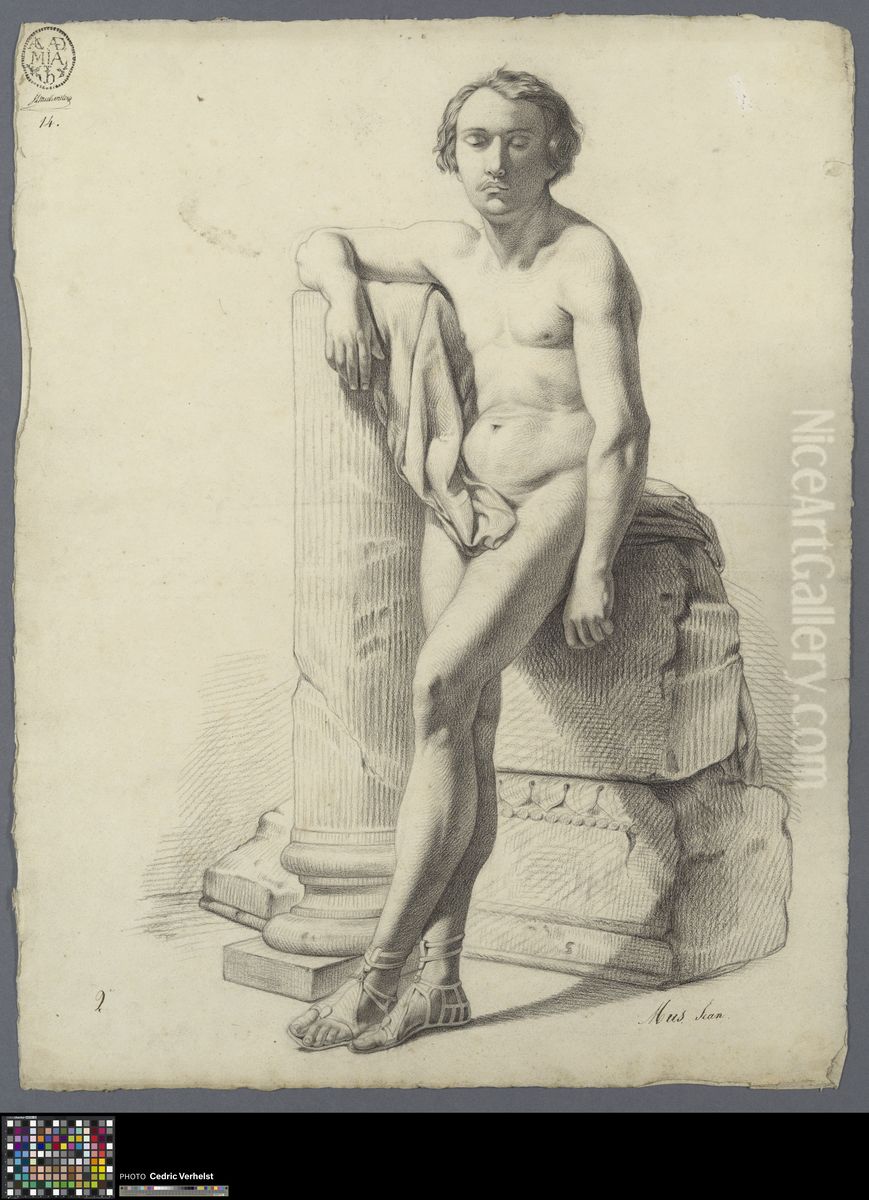 standing male nude Oil Painting by Jean Noos