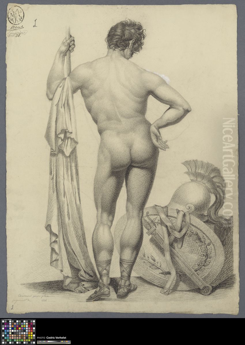 soldier at rest, seen from behind Oil Painting by Pierre Denis