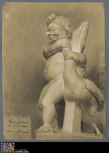 child with a goose Oil Painting by Guillaume Bourne