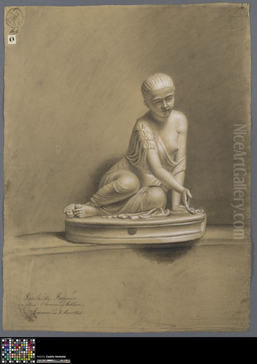 girl playing knucklebones Oil Painting by Francois Van Hecke