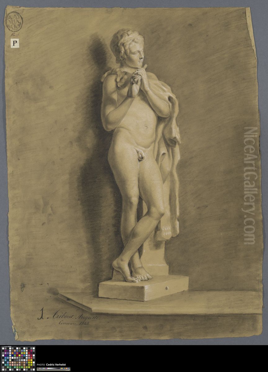 satyr with flute Oil Painting by Auguste Tribout