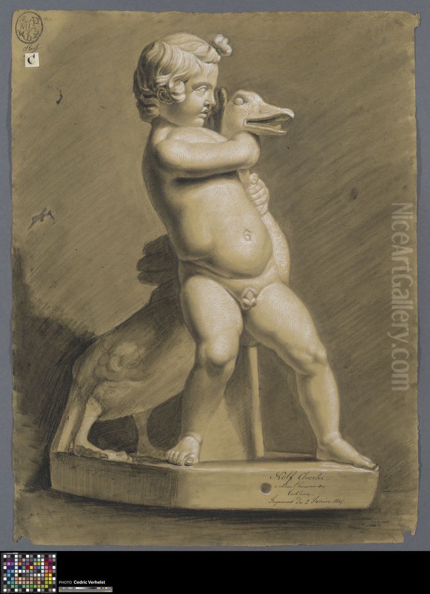 child with a goose Oil Painting by Charles Nolf
