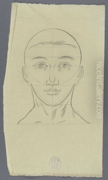 head of a figure with guidelines for proportions Oil Painting by Louis-Marin Bonnet