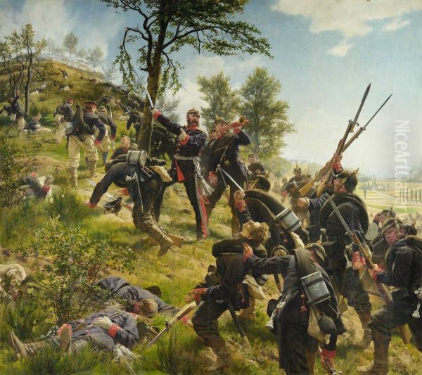 Sturm auf den Spicherer Berg Oil Painting by Anton von Werner