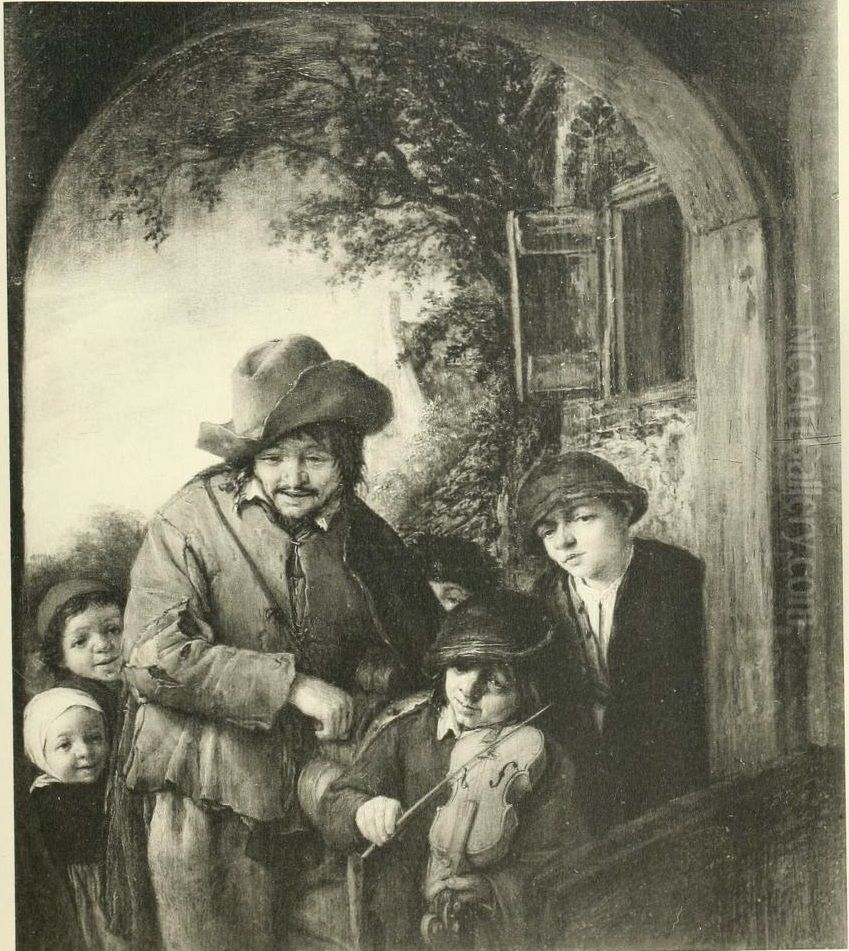 The Itinerant Musician Oil Painting by Adriaen van Ostade