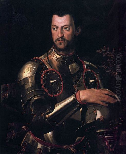 Portrait of Cosimo I in armour Oil Painting by Bronzino