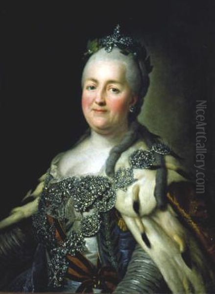 Portrait ofCatherine II of Russia(1729-1796) Oil Painting by Carl Ludwig Johann Christineck
