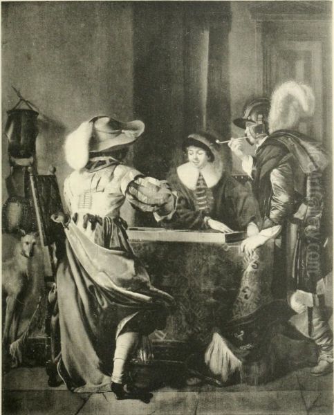 Three officers playing tric-trac Oil Painting by Willem Cornelisz Duyster