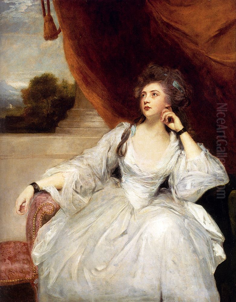 Portrait of Elizabeth Falconer, Mrs. Stanhope, as contemplation Oil Painting by Of Sir Joshua Reynolds