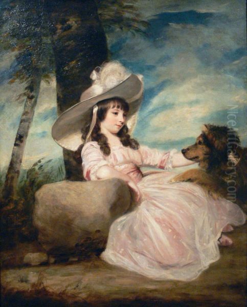 Portrait of Miss Anna Ward with Her Dog Oil Painting by Joshua Reynolds