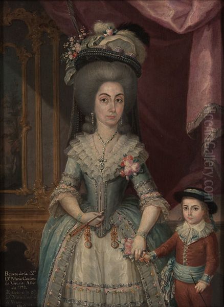 Dona Maria Catalina de Urrutia Oil Painting by Jose Campeche