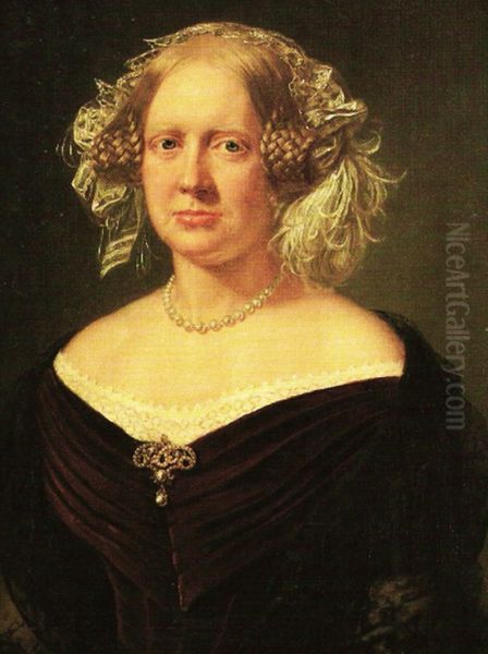 Princess Caroline of Denmark (1793-1881) Oil Painting by August Schiott