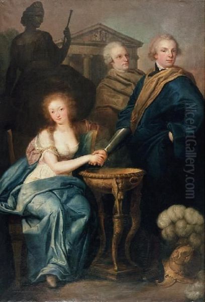Portret Szczesnej, Ignacego i Ksawerego Dzialynskich. Oil Painting by Franciszek Smuglewicz