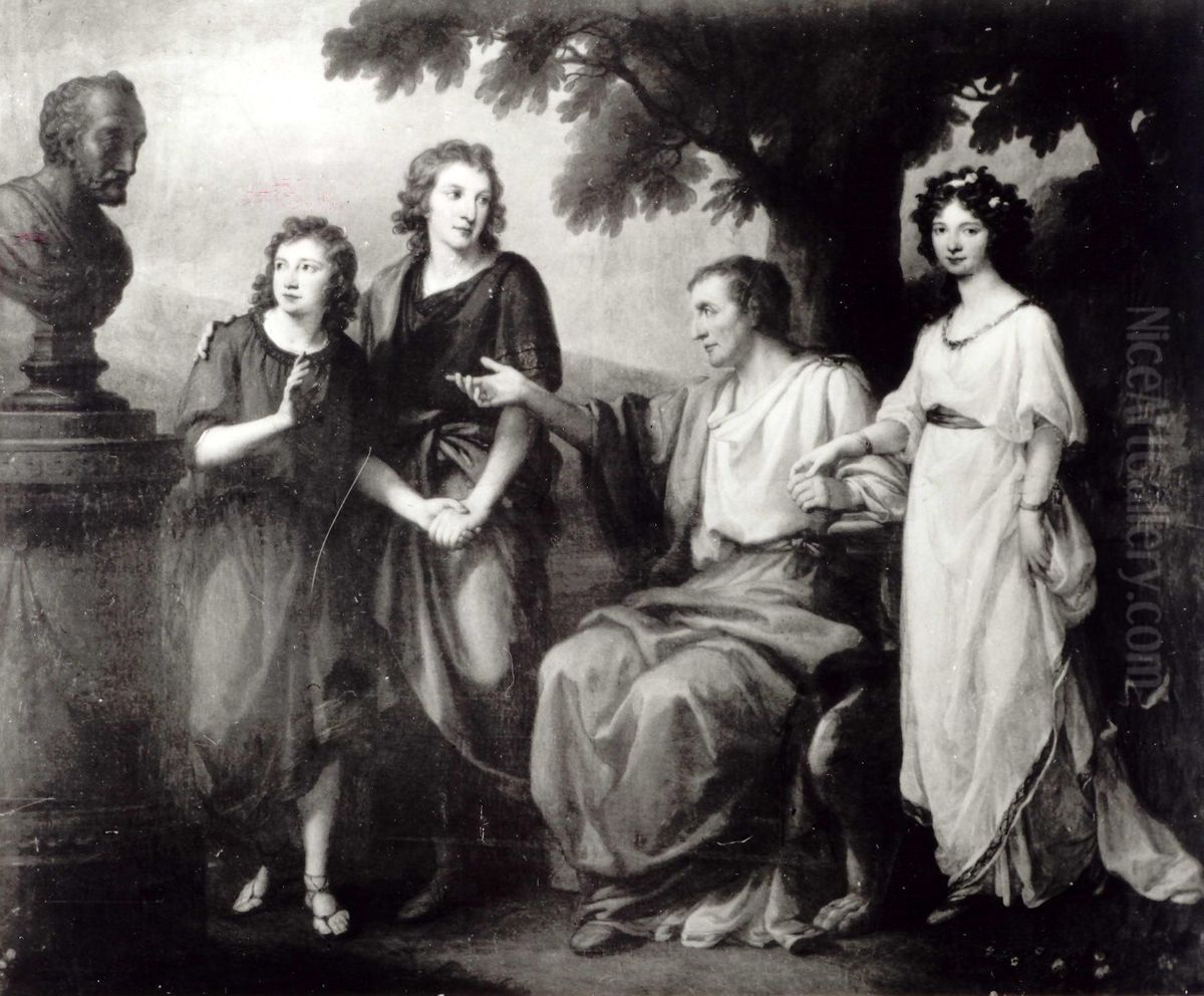 Chancellor Andrzej Zamoyski with His Children Before a Bust of Jan Zamoyski. Oil Painting by Angelica Kauffmann