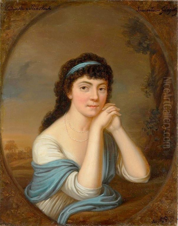 Ludwika z Ilinskich Gizycka. Oil Painting by Jozef Pitschmann