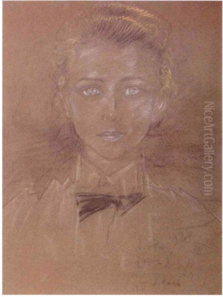 Portrait of young woman Oil Painting by Stanislaw Ignacy Witkiewicz (Witkacy)