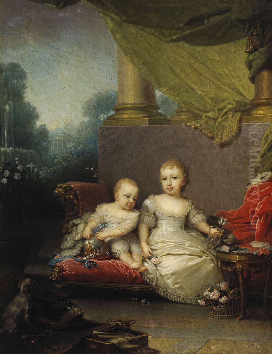 <<Porret velikogo knaza Nikolaa Pavlovica i velikoj knazny Anny Pavlovny, detej Pavla I>> Oil Painting by Vladimir Borovikovsky