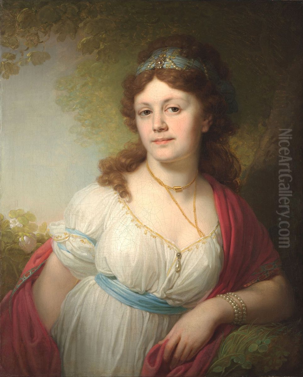 Portrait of Elizaveta Grigorevna Temkina (b.1775) Oil Painting by Vladimir Borovikovsky