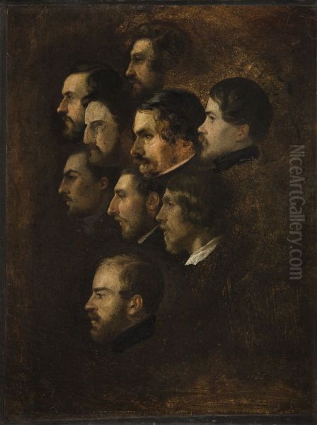 Portret kolonii polskiej w Rzymie Oil Painting by Romuald Chojnacki