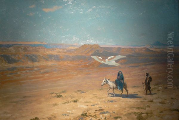 Flight into Egypt (sketch for the artwork of 1897) Oil Painting by Jean-Leon Gerome