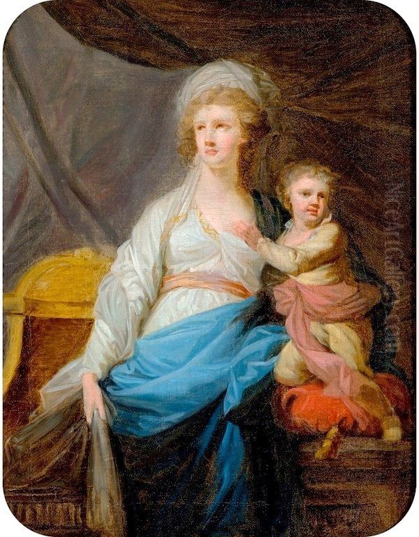 Anna Teresa z Ossolinskich Potocka (1746-1810) z wnukiem Alfredem (szkic). Oil Painting by Johann Baptist von Lampi the Elder