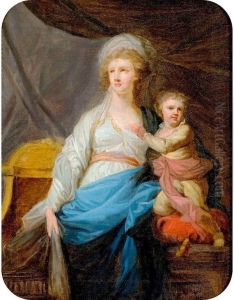 Anna Teresa z Ossolinskich Potocka (1746-1810) z wnukiem Alfredem (szkic).
