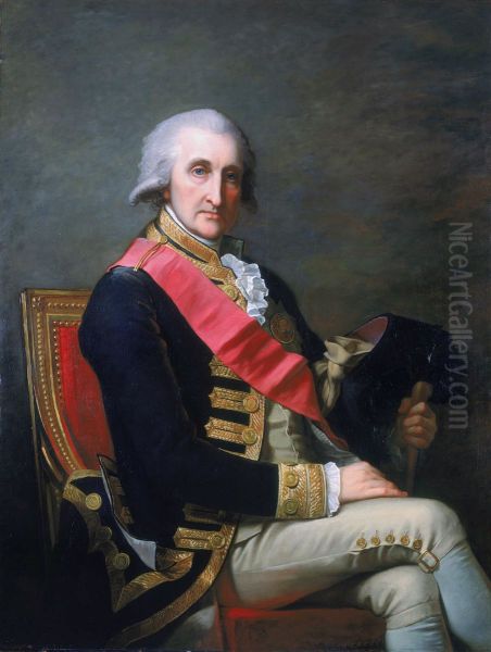 Portrait of Admiral Lord George Rodney, 1st Baron Rodney, (1719-1792) Oil Painting by Jean-Laurent Mosnier